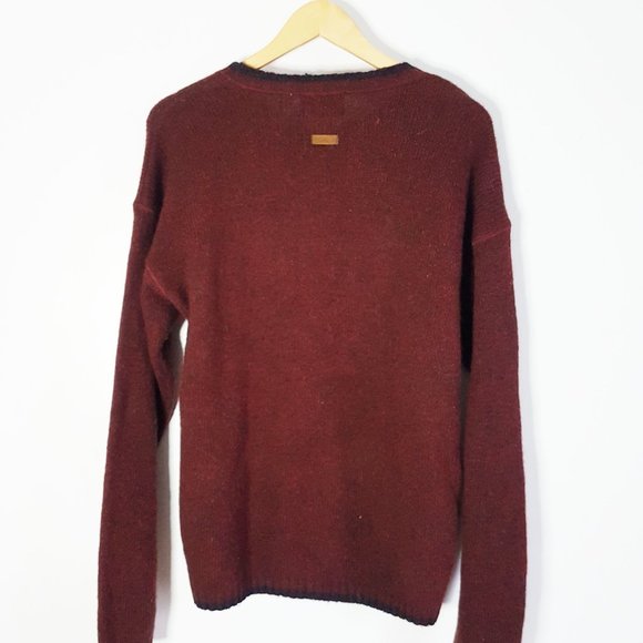 Vintage Woolrich Dark Red Wool Sweater Burgundy Heavy Wool Sweater Size L, - Picture 6 of 10